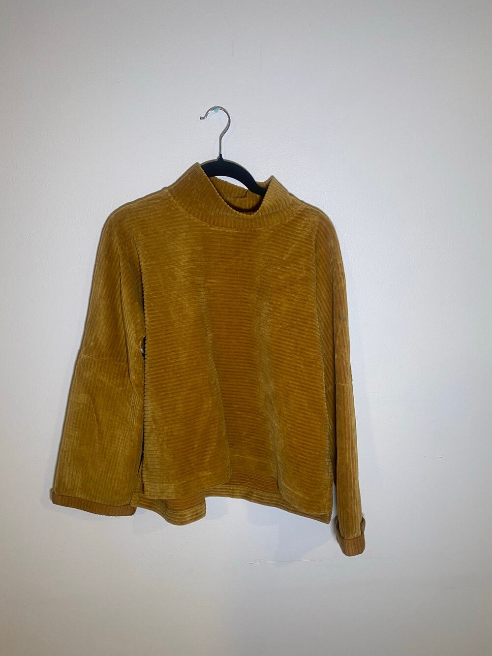 Madewell velvet long sleeve shirt Texture Thread Velour Corduroy MockNeck Top SM